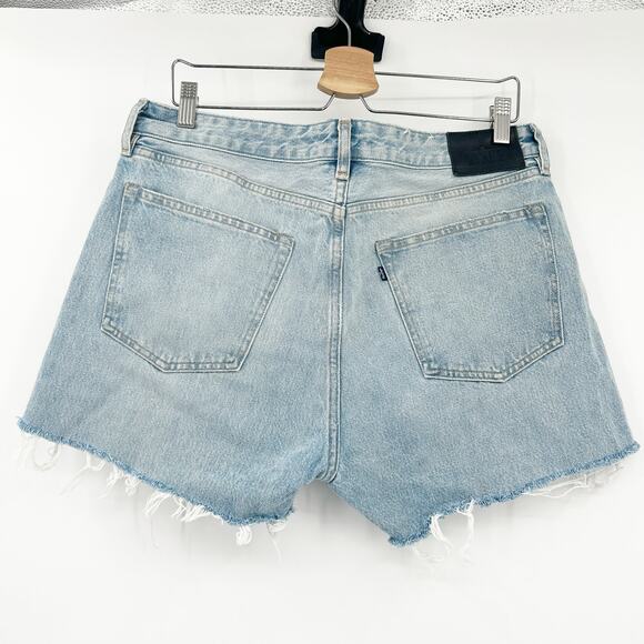 Levis Made & Crafted Womens Distressed Raw Hem Cut Off Denim Shorts Size 32 Blue - Picture 9 of 9